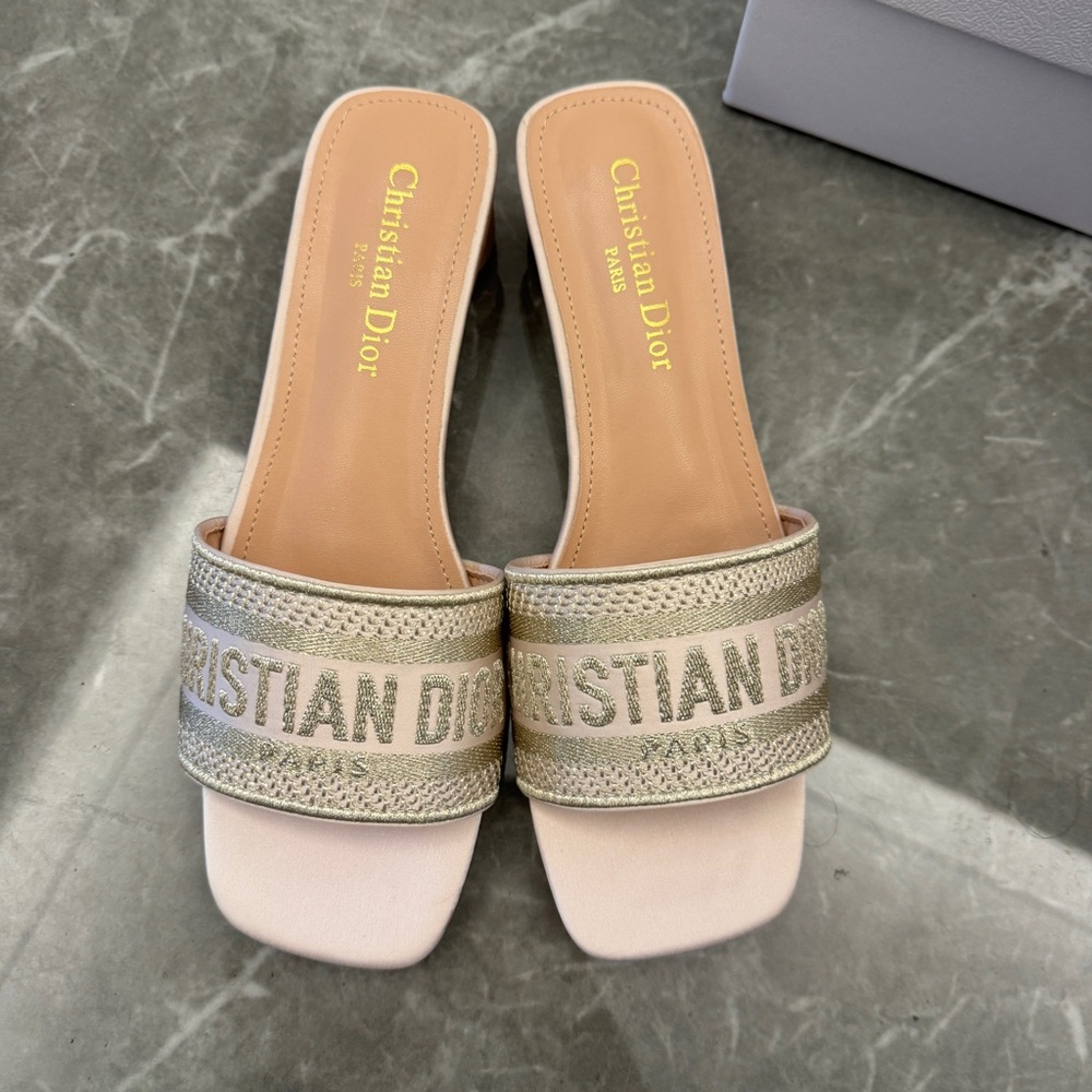 Dior Women’s Cream Embellished Slides - Picture 1 of 5